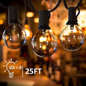 Glass Bulbs String LED Indoor Outdoor Christmas String Lights Spherical Patio Lights with Waterproof for Backyard Porch Balcony Party Christmas Decor