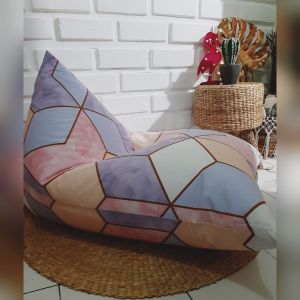 Cover Bean Bag Triangle Motif Bahan Katun Size M L XL