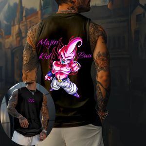 เสื้อกล้ามดราก้อนบอล Z ลายมาจินบู สำหรับฤดูร้อน ฤดูใบไม้ผลิ และฤดูใบไม้ร่วง เหมาะสำหรับเล่นกีฬา ฟิตเนส วิ่งออกกำลังกาย เสื้อแขนกุดใหม่สำหรับออกกำลังกาย