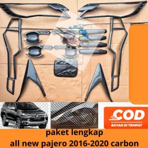 paket lengkap garnish outer handle tank all new Pajero 2016 up Carbon