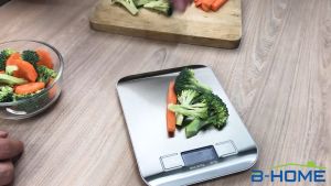 เครื่องชั่งอาหาร B-HOME เครื่องชั่ง Digital ตาชั่งเบเกอรี่ 5 กิโลกรัม ผิวหน้าสแตนเลส ขนาดเล็กน้อย 2 ก้อน ตราชั่ง กิโล 5// KC-KS1-G --01