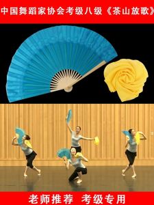 Khăn Tay Lụa Thủ Công Trung Quốc Tăng Cường Thể Dục Thể Thao Biểu Diễn Khiêu Vũ Quạt Hoa Tự Làm Quạt Lụa