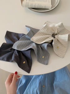 Korean High-End Stripe Fabric Scarf Super Large Hair Ties for Women Low Ponytail Hair Accessories Fashionable Hair Bands