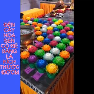 CẶP ĐÈN CẦY HOA SEN CÓ ĐẾ BẰNG LÁ KÍCH THƯỚC 6X7CM