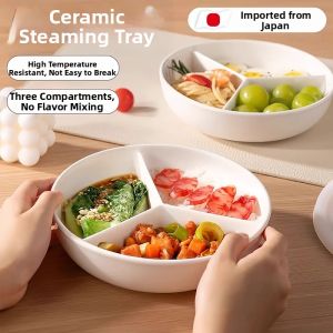SUZAO | Multifunctional Ceramic Steamer Tray 3 Partitions