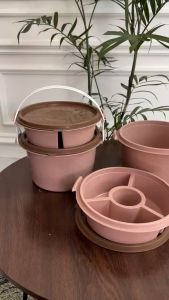 Rantang BULAT SUSUN 2 / Rantang SUSUN 2 / Rantang Hajatan Murah/ RANTANG MAWAR COKLAT