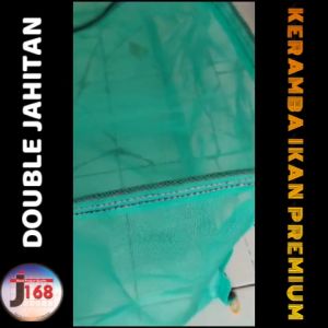 Keramba Ikan waring jaring kasa hijau dengan tutup sleting ukuran 150x100x50