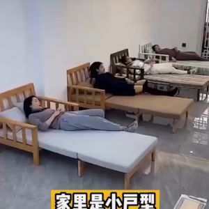 Sofa Giường Kéo Giường Ghế Gấp Gọn Thiết Kế Nhỏ Gọn Chất Liệu Gỗ Sồi Tự Nhiên Chuyển Đổi 3 Cấp Độ  { tặng gối+ đệm }