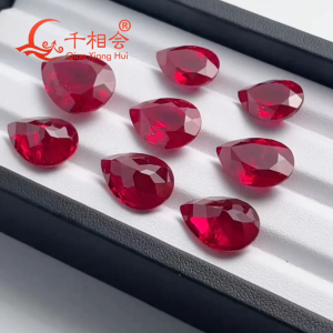 Hình dạng lê Phòng thí nghiệm phát triển Ruby đỏ tự nhiên cắt tổng hợp Corundum lỏng lỏng đá quý với bao gồm có thể nhìn thấy Phụ kiện DIY