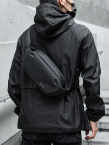 Leather Crossbody Bag for Men Street Style Cycling Sport Shoulder Bag Motorcycle Backpack Commuting Chest Bag Youth Fashion