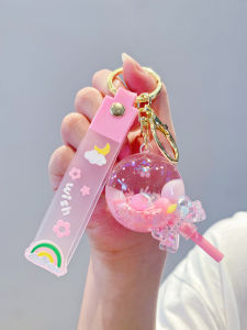 Quicksand Floating Lollipop Oil Keychain Young Adult Heart Exquisite Pendant Cute Schoolbag for Children Pendant Small Gift