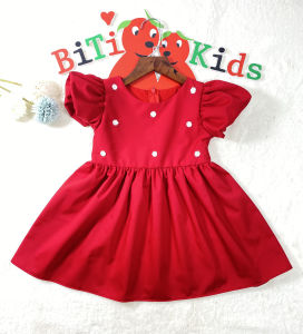 Đầm bé gái hàng thiết kế màu đỏ phối bông tuyết chơi Noel chơi tết size từ (8 - 35 kg) từ 1-8 tuổi