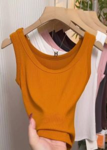 Áo Vest Không Tay Màu Xanh Lá Cây Dứa Dành Cho Nữ Áo Lót Bên Trong Thời Trang Áo Khoác Ngoài Thiết Kế Mới Áo Vest Thon Gọn