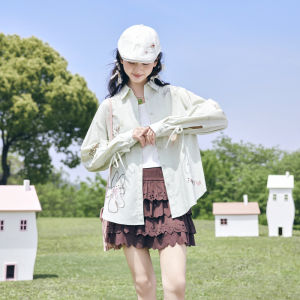 BY IHAPPY | Áo Sơ Mi Dài Tay Cotton Rộng Thoáng Mới Thu Đính Hoa Dây buộc 3 Màu