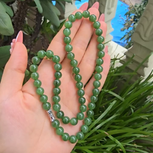 Q1604 Bộ trang sức vòng Ngọc Bích thiên nhiên 8li sẵn Giấy kiểm định hàng chuẩn ngọc năng lượng cao không kén mệnh - Phong Thuỷ TUDO