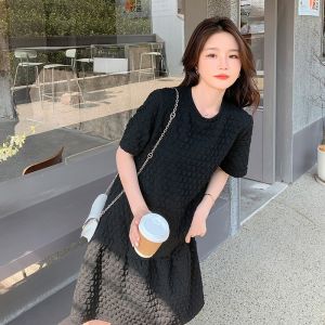 French Style Loose Black Dress Womens Summer 2025 New High-End Sensation Small Design Elegant Midi Skirt A-Line Silhouette