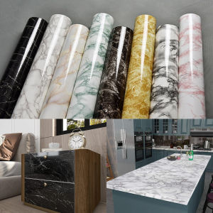 กระดาษติดผนังลายหินอ่อนสีดำขนาด 40 ซม./55 ซม. สำหรับปิดทับเคาน์เตอร์ วอลเปเปอร์แบบลอกและติดสำหรับโต๊ะอาหาร โต๊ะทำงาน และการปรับปรุงเฟอร์นิเจอร์