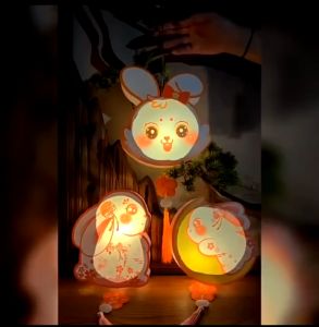 Đèn Lồng Trung Thu Giấy DIY Thỏ Ngọc Cho Bé – Đèn Lồng Cầm Tay Có Đèn LED Pin An Toàn Bền Đẹp