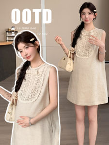 Summer New Linen Casual Hollow Out Crochet Loose Dress Maternity Dress