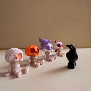 Bộ 4 Tượng Nhỏ Halloween Bằng Nhựa Resin Trang Trí Ma Quái Với Bí Ngô Ma Đầu Lâu Dùng Cho Tiệc Tùng Nhà Cửa Vườn Trang Trí Ma Quái