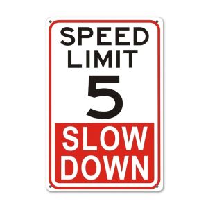 CIFbuy | [Vintage Metal Speed Limit Sign] 1pc Vintage Metal Speed Limit 5 Slow Down Sign - 8x12 Inch Retro Wall Decor for Home Garage