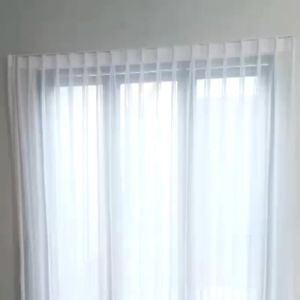 Satu set Gorden Vitrase Polos 200 x 250 - 150 x 250 murah Hordeng Putih Plisket lapisan Minimalis kt
