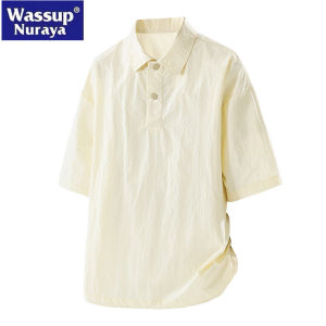 Wassup Nuraya American Style Outdoor Polo Shirt Mens Summer Loose Casual Overhead Short Sleeve Turn-down Collar Trendy Top
