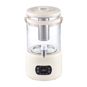 110V Large Capacity Electric Heating Tea Pot with Tap for Home Use Health Brewing Kettle Titanium Glass Body Auto Warmth Protection