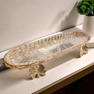ชามคริสตัลสไตล์ยุโรป ชามใสสำหรับใส่ผลไม้ ตกแต่งโต๊ะอาหาร หรูหรา ชั้นวางของในห้องนั่งเล่น ชามใสสำหรับใส่ผลไม้