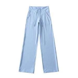 กางเกงโยคะเอวสูงสไตล์อเมริกัน กางเกงขายาวทรงหลวม กางเกงขายาวลำลองสำหรับผู้หญิง กางเกงกีฬาฟิตเนสอเนกประสงค์ ใส่สบาย ยืดหยุ่น