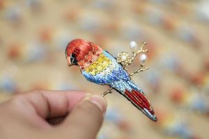 Handmade Embroidered Brooch Pin Classic Style Cheongsam Accessory High End Gift for Coat Vintage Creative Design Alloy Material