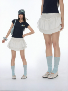 JNXS | Ruffled Double Layer A-line Skirt Pants