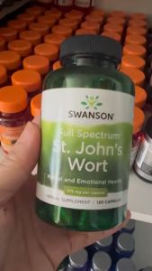 Swanson St. Johns Wort viên Mỹ uống chiết xuất từ Cây Ban Âu hỗ trợ trầm cảm lo lắng khó ngủ