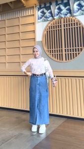 Rok Jeans Cargo Theana Highwaist / rok Jeans wanita