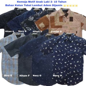 Kemeja Motif anak laki import 2-15 Tahun kemeja Motif Anak Tanggung Remaja