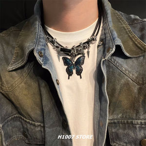 over Niche Style Dark Style Doomsday Butterfly-Patterned Short Style Necklace Mens Necklace Girls Clavicle Chain Y2g Sweater Chain Hip Hop Style