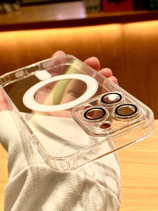 Applicable to Iphone14promax Phone Case Magnetic Suction Apple 14pro New Arrival MagSafe Transparent Drop-Resistant Protective Case Fancy 14 Female Ultra-Thin Shell Male 14 Comes with Lens Protector Protective Case