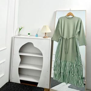 Luppy Midi Dress Wanita Kombinasi Motif Rayon Bunga Jizzy Dress Knit Jumbo Fashion Dewasa Kekinian