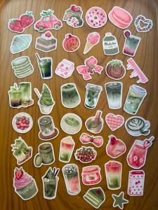 45pcs Matcha and Strawberry Stickers for Journal and Decoration Sticker Pack