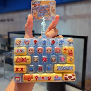 Sanrio | 26Grid Keycap Clicker Anti Stress Fidget Keyboard Keychain Decompression Button Cartoon Hand Relax Party Favor Gift 26구 키캡 키링