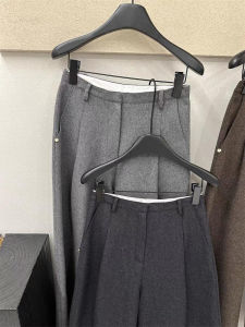 Gray Straight Leg Pants Womens Minimalist Style Early Autumn High Waist Slimming Nine Points Casual Loose Fit Trousers