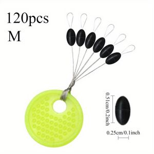 Ackibbik 120pcs Fishing Bobber Stoppers Fishing Accessories Silicone Space Beans Olive-shaped Fishing Tool Fish Bobber Tools