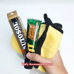 Paket Isi 4 - Autosol 50 Gram + Kit Rubbing Compound 60 Gram + Kain Lap Microfiber + Busa Poles
