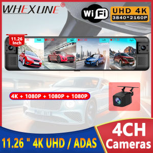 WheXune | Ultra HD 4K Dash Cam 4-Channel Record 1080P ADAS BSD Car DVR WIFI APP Rear View Mirror Auto Video Recorder Camera 24H Parking