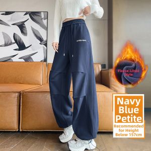 Thick Warm Fleece Loose Straight-Leg Leisure Purple Workwear Pants