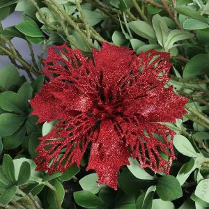 11cm Christmas Decoration Glitter Artificial Flower Xmas Tree Pendant for Home Decor Xmas Navidad New Year 2026 Ornament