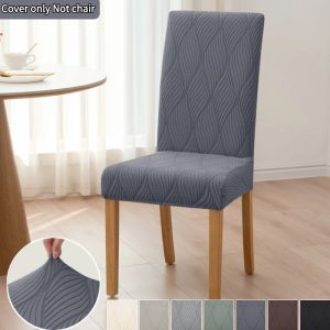 1PC Jacquard Dining Chair Covers Removable Stretch Universal Chairs Cover Solid Color Seat Covers for Wedding Hotel Banquet Home