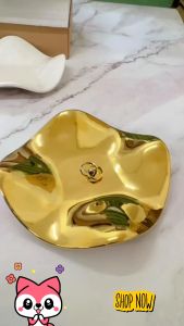 RakanKu MALAYSIA Elegant Irregular Wavy Luxury Jewelry Tray Organizer Home Decor Tray Ceramic Trinket Dish Tray for Ring Watch Key Vanity Tray Dulang Seramik 陶瓷托盘