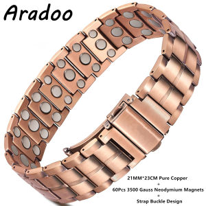 ARADOO 3X Strength 3500 Gauss Neodymium Magnetic Copper Bracelet for Men Pure Copper Bangle Wristband Jewelry Gifts