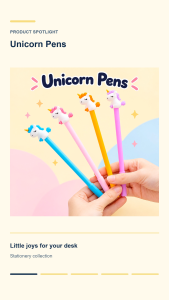 Cute Unicorn Gel Pen 0.5mm Black Ink Kawaii Roller Ball Pen School Office Stationery Student Writing Gift